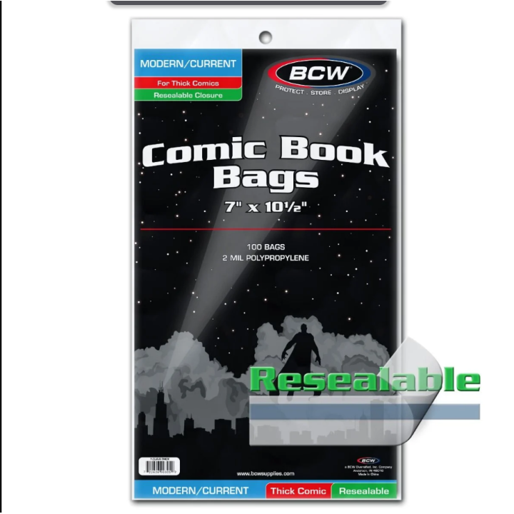 Modern/Current Bags With Resealable Strip For Thick Comics