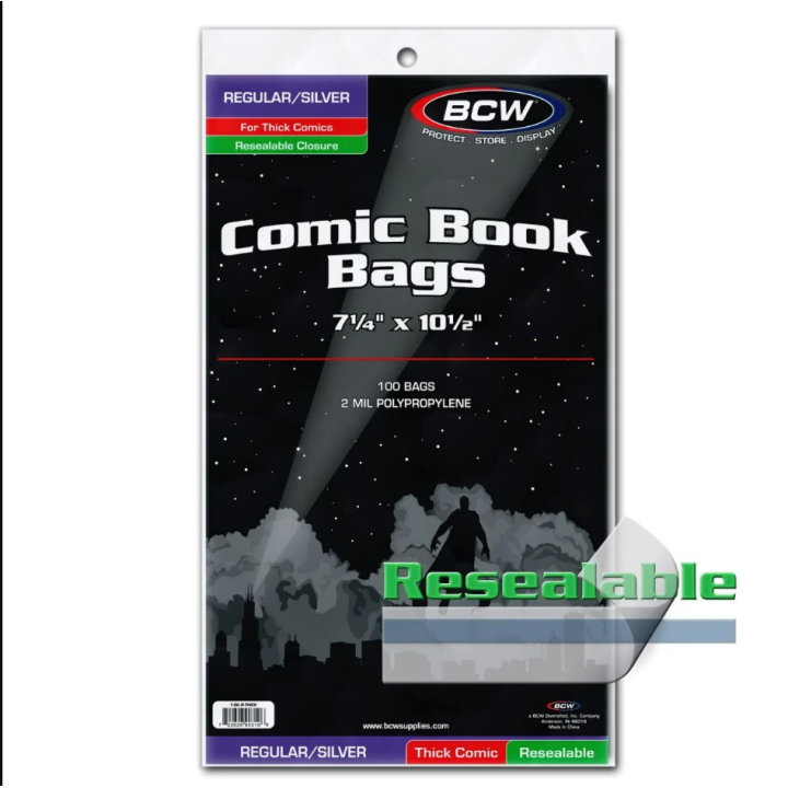 Regular/Silver Bags With Resealable Strip For Thick Comics